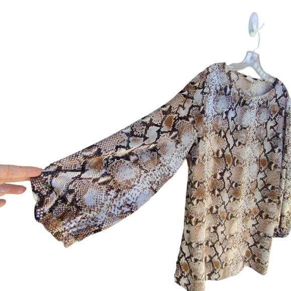 Chico's Satin Snakeskin Animal Print Swing Trapeze Mini Dress/Tunic XL chico's 3 - Picture 4 of 9